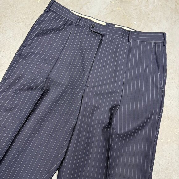 Coppley Suit 2pc Pinstripe 3btn Navy Blue 100% Wool 42T 38x33 - Picture 10 of 12